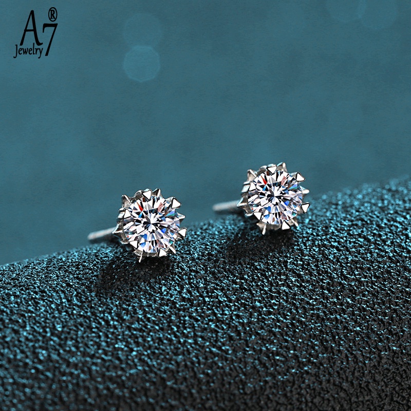 Bông tai mạ bạc 925 hình trái tim và mũi tên chữ D màu Moissanite 2
