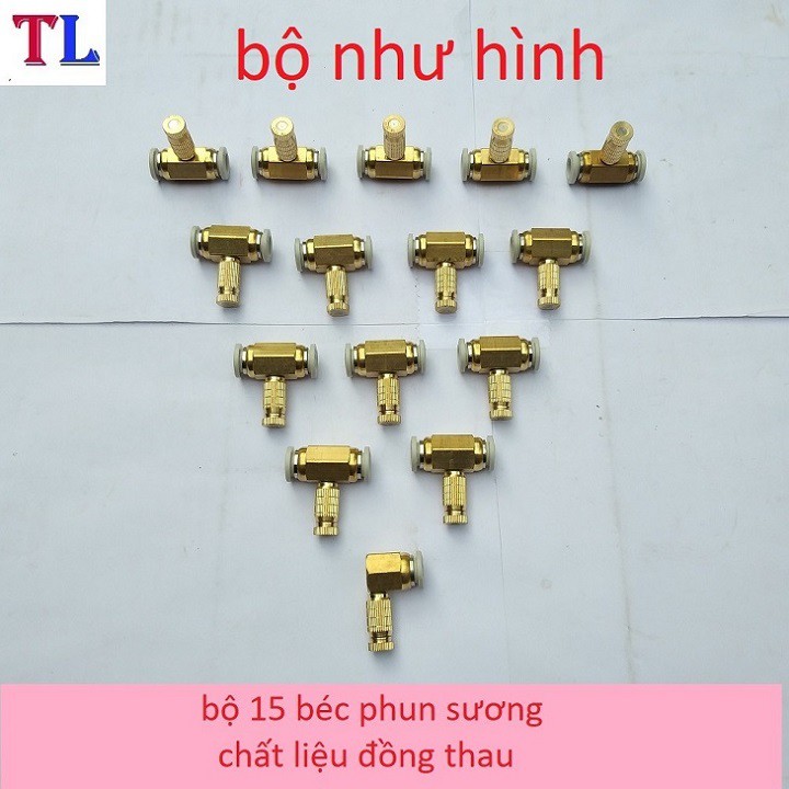 Bộ 15 Béc phun sương bằng đồng giá rẻ cỡ béc số 1-2-3-4-5-6-7-8