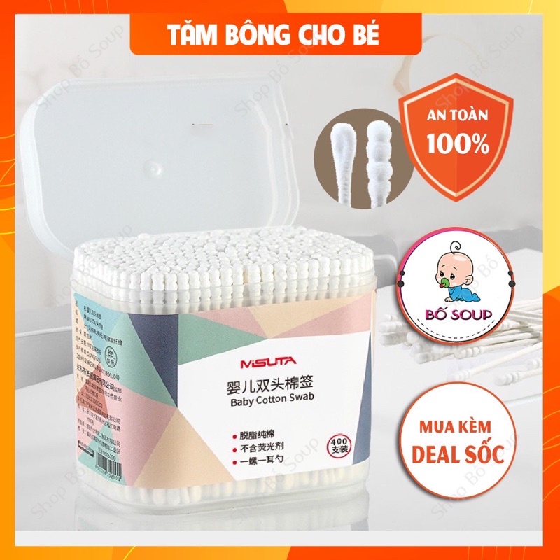 Hộp 400 que tăm bông misuta cho trẻ em - ảnh sản phẩm 3