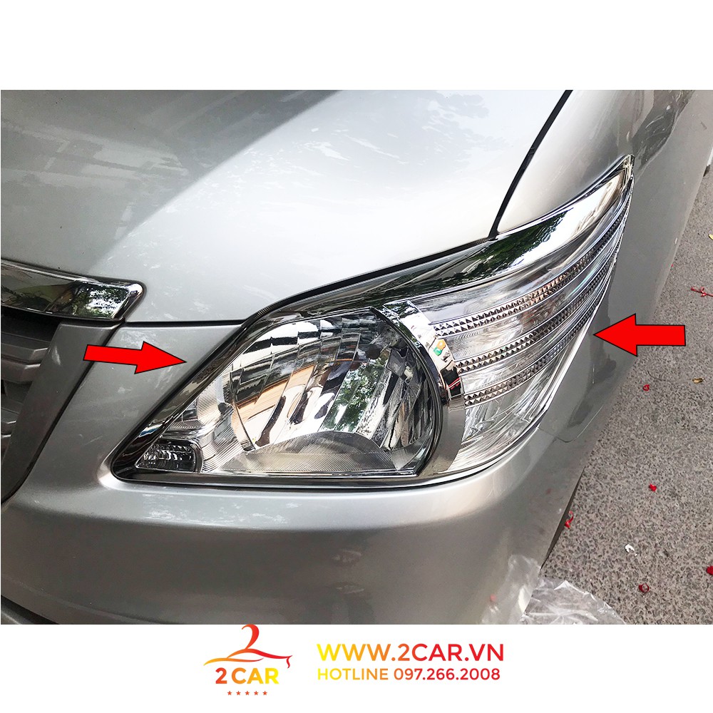 Ốp viền đèn pha, hậu xe Toyota Innova 2012-2016 mạ crom cao cấp