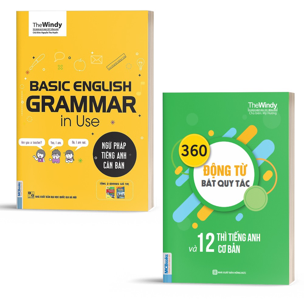 Sách - Combo Ngữ Pháp Tiếng Anh Căn Bản và 360 Động Từ Bất Quy Tắc Và 12 Thì Cơ Bản Trong Tiếng Anh - Kèm App Học Online