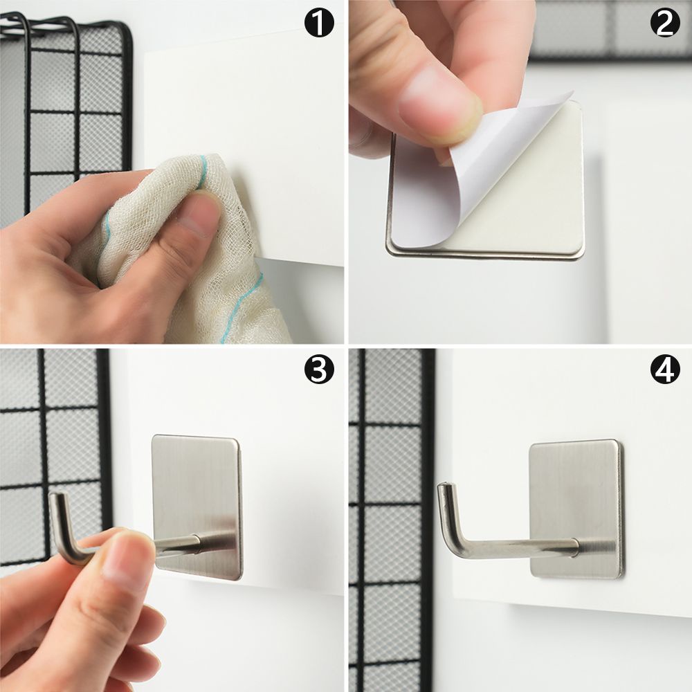 Móc Treo Đồ Dán Tường Bằng Thép Không Gỉ Tiện Dụng Cho Nhà Bếp / Phòng Tắm Giá Đỡ