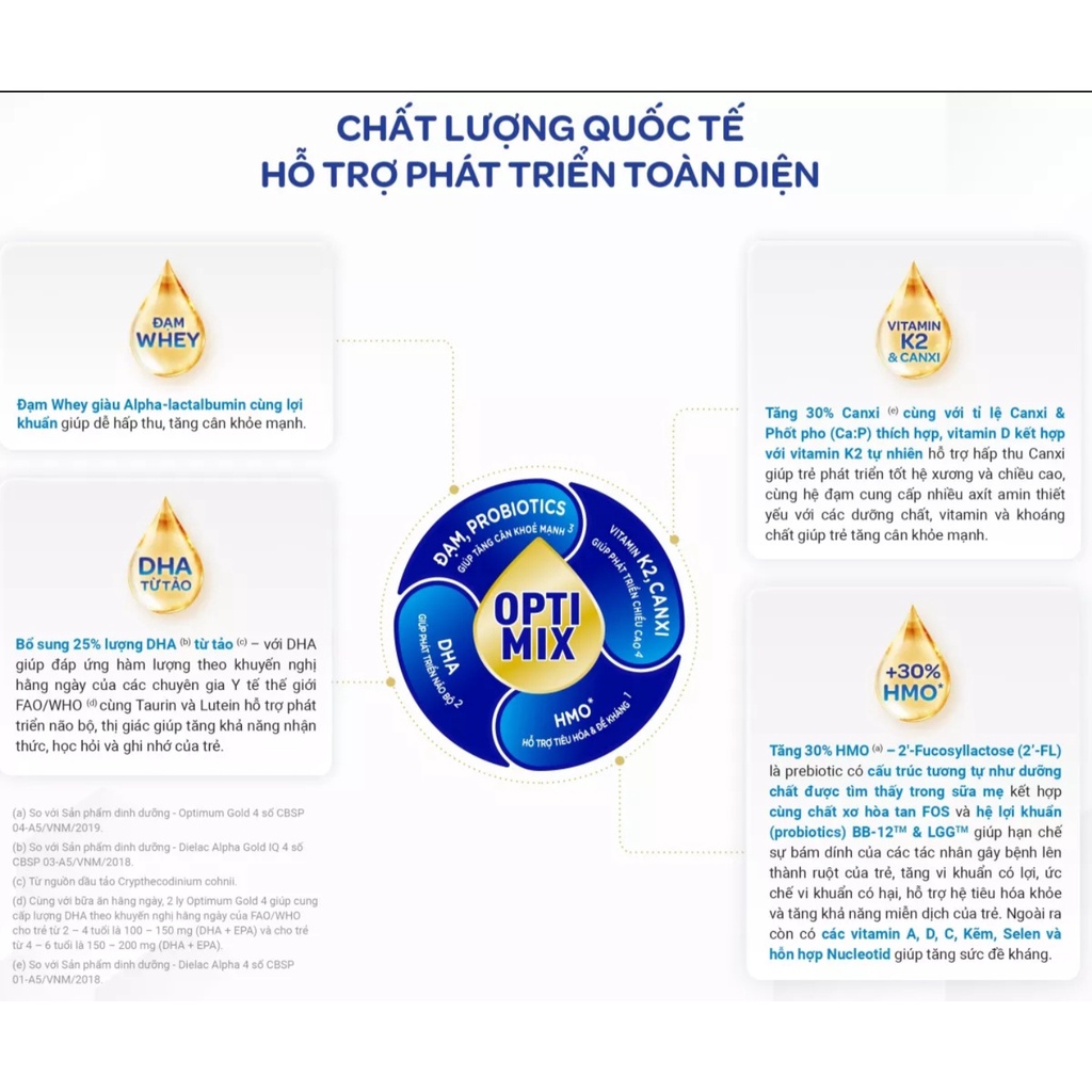 [HSD T2-2025] Sữa Bột Vinamilk Optimum OPTI MIX Gold 3 1450g.