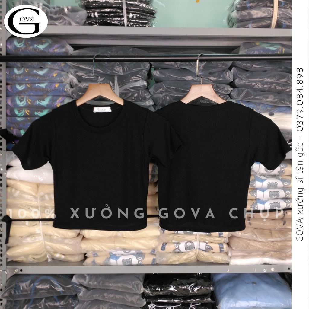 Áo Croptop TAY NGẮN CỔ TRÒN TRƠN Thun Borip Kiểu Sexy Nữ, Áo Thun Ôm Body Đẹp GOVA
