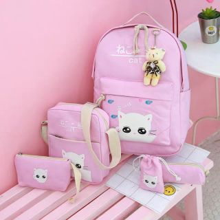 Balo 5 món thời trang 💫 free ship 💫 balo thời trang đi học laptop set 5 món hàng quảng châu