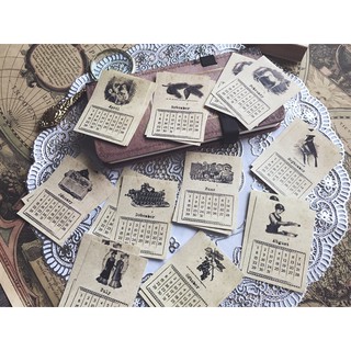 Sticker vintage lịch tháng