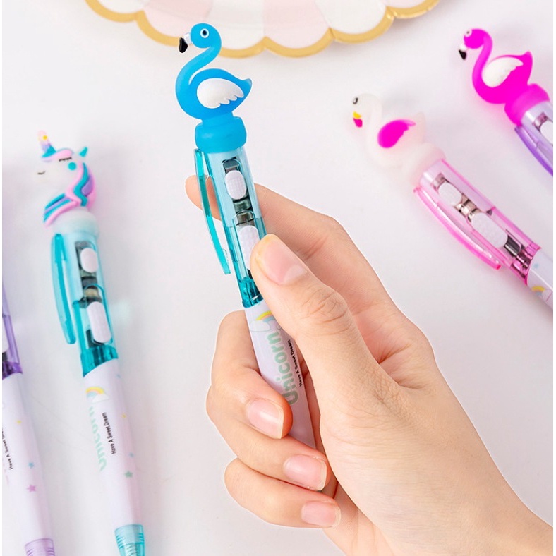Bút Bi Bấm Cute Phát Sáng, Bút Bi Mực Xanh Dễ Thương Ngòi 0.5 mm Dùng Cho Học Tập Và Văn Phòng