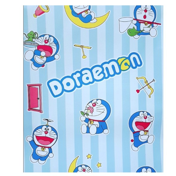 Cuộn 5m giấy dán tường doremon sọc xanh - khổ rộng 45cm co keo sẵn