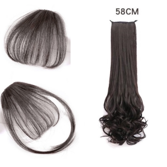 [Mã BMBAU50 giảm 7% đơn 99K] Combo [ Tóc Mái Thưa Thật + Tóc Cột Xoăn Đuôi ] WINA CBTMC-1