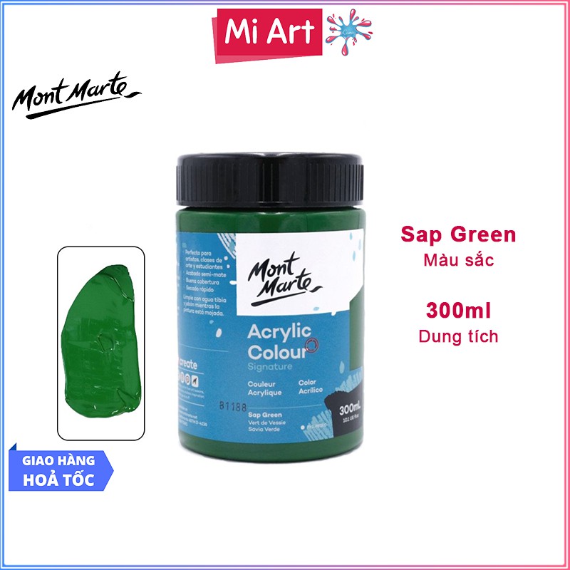 Màu Acrylic Mont Marte 300ml - Sap Green - Acrylic Colour Paint Signature 300ml (10.1oz) - MSCH3026