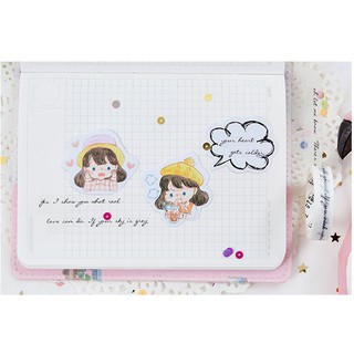 Hộp 45 miếng sticker mẫu cô bé đội nón