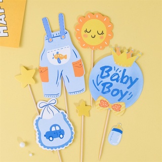 Set que cắm quần áo xanh BABY BOY - Phụ kiện trang trí bánh sinh nhật