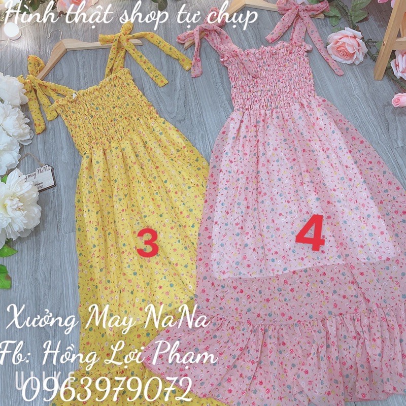 Maxi ống hoa nhí 4 dây cột nơ (hình thật+video)