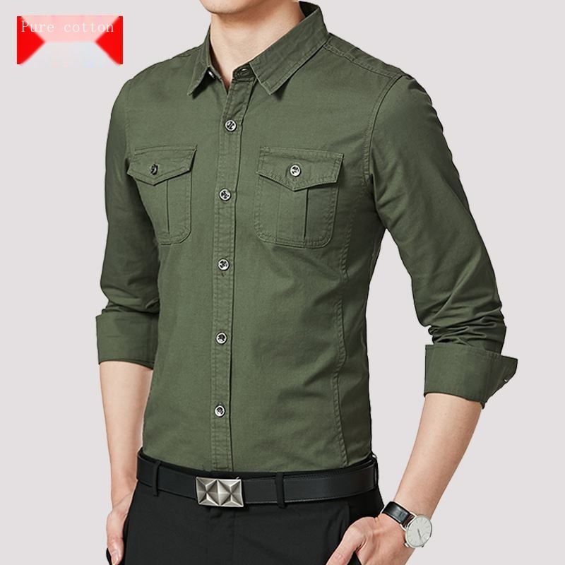 Áo Sơ Mi cotton Dài Tay Phong Cách Quân Đội Thời Trang Cho Nam