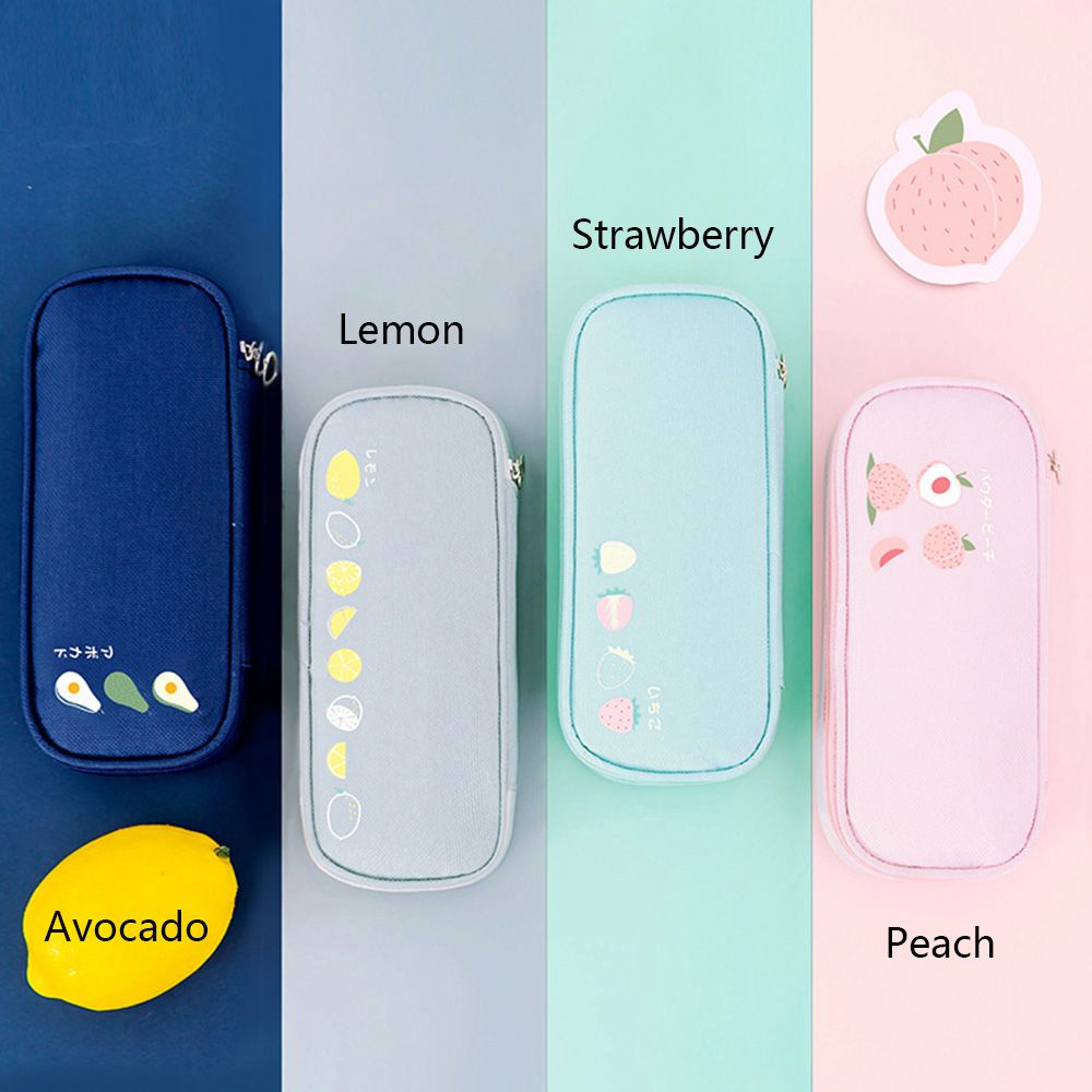 Túi đựng bút bằng vải oxford sức chứa lớn in họa tiết trái cây sáng tạo tiện dụng