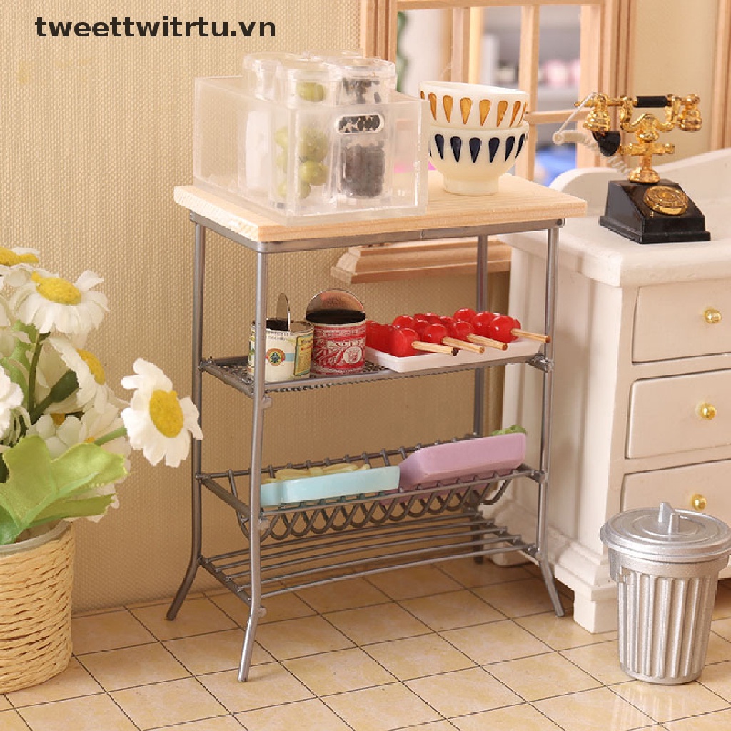 Kệ Sắt Mini Trưng Bày Đồ Chơi Cho Nhà Búp Bê Tỉ Lệ 1: 12