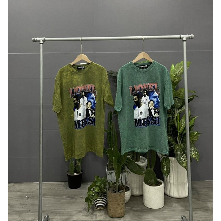 ÁO THUN TAY LỠ WASH COTTON LIONEL MESSI FORM UNISEX NAM NỮ (kèm ảnh thật)
