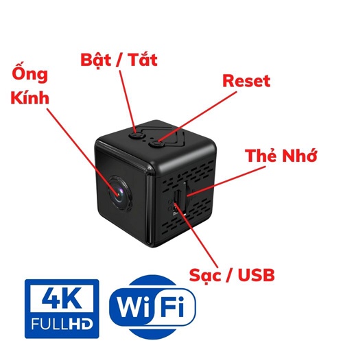 Camera Mini Wifi DG-01 FullHD giám sát trực tiếp từ xa, hồng ngoại quay ban đêm, siêu nhỏ không dây