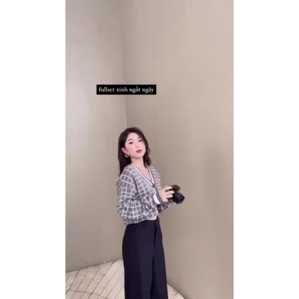 Áo khoác len xù croptop cardigan crop kẻ xám tingoan MISS BLING TOP/GR | BigBuy360 - bigbuy360.vn
