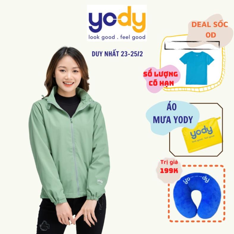 Áo Khoác Gió Nữ YODY Hai Lớp Có Mũ Áo Gió Nữ Khóa Kéo Chống Bụi Chống Nước Chính Hãng AKN4024 !