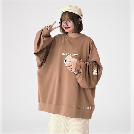 Áo nỉ sweater Blackair tay phồng Shynstores - áo nỉ ullzzang dài tay vải đẹp freeship