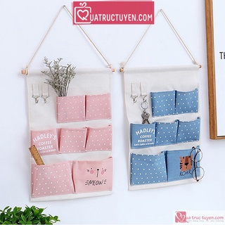 Túi vải treo tường đựng đồ 7 ngăn tiện lợi dễ thương