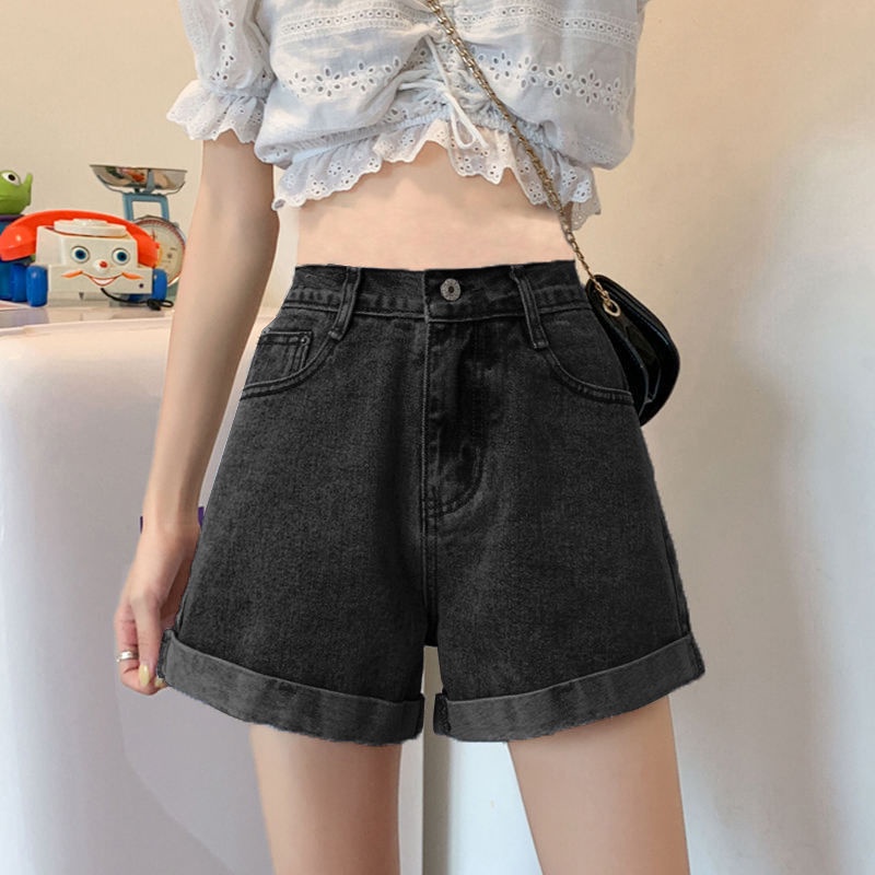 Quần Short Jean Ống Rộng Lưng Cao Dáng Chữ a Plus Size Thời Trang Mùa Hè 2021