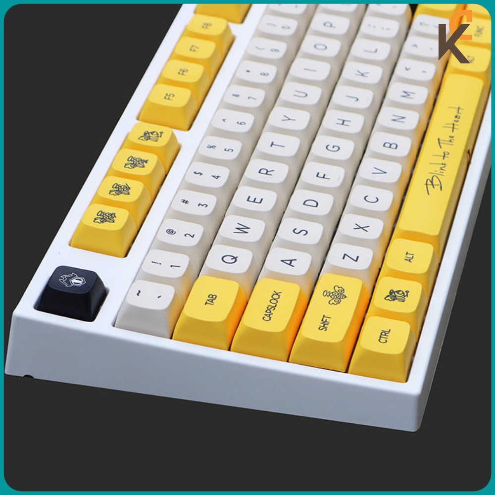 Keycap Honey Milk Bee PBT XDA cho bàn phím cơ - Song ngữ Anh Nhật
