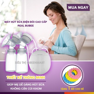 MÁY HÚT SỮA ĐIỆN ĐÔI REAL BUBEE CAO CẤP ( Bán Sỉ) ( Có chế độ massa kích sữa, Hút êm ái như em bé bú)