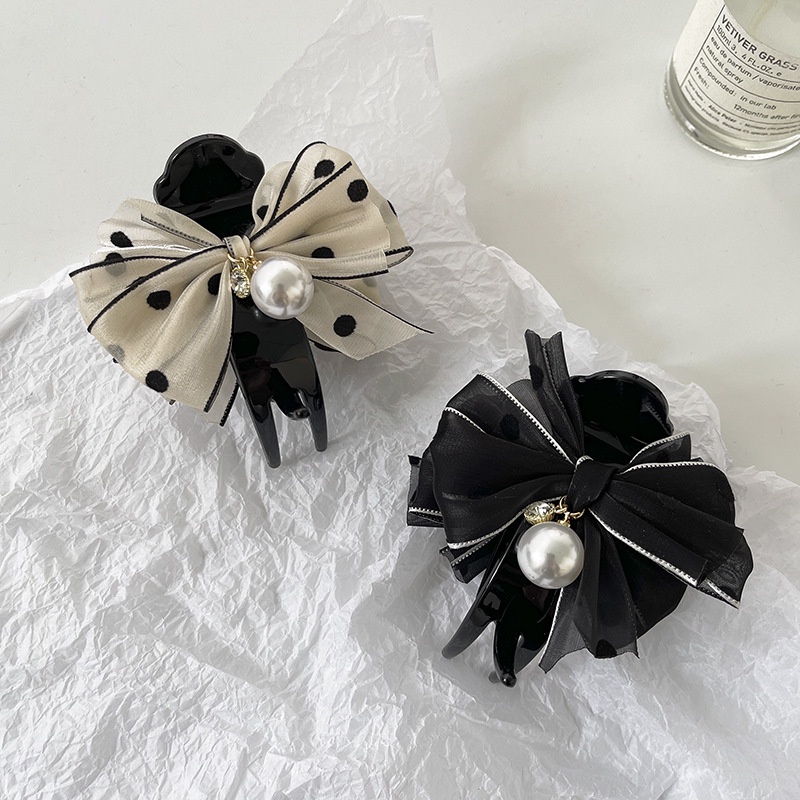 Kẹp Tóc Nơ Đính Ngọc Trai Xinh Xắn Theo Phong Cách 2022 Dành Cho Nữ