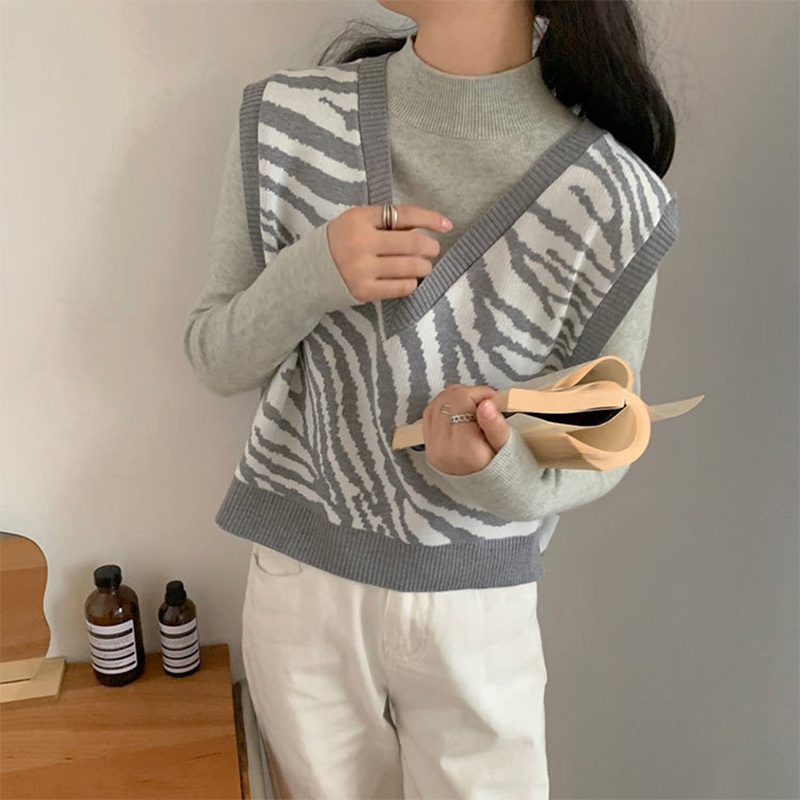 Áo IELGY sweater cotton dệt kim mặc ngoài kẻ sọc ngựa vằn phong cách Hàn Quốc