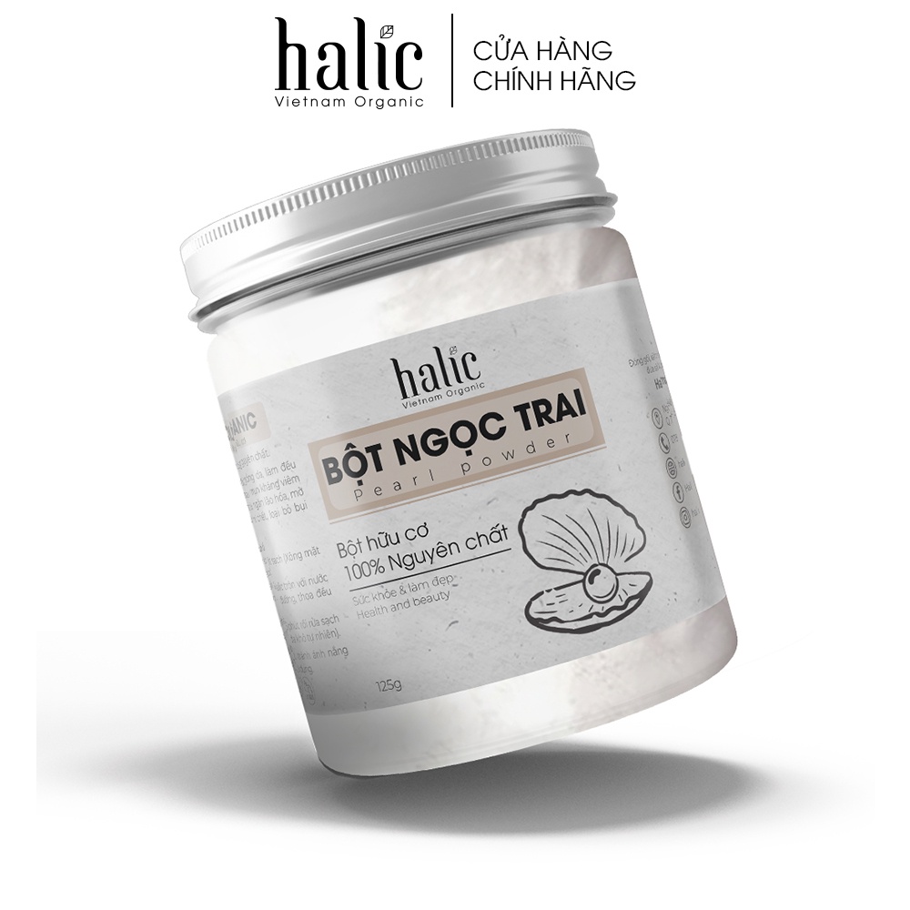 Bột Ngọc Trai dẻo đắp mặt nạ Halic Organic 125G dưỡng trắng da, giảm nhăn ngừa lão hóa, đánh bay mụn hiệu quả