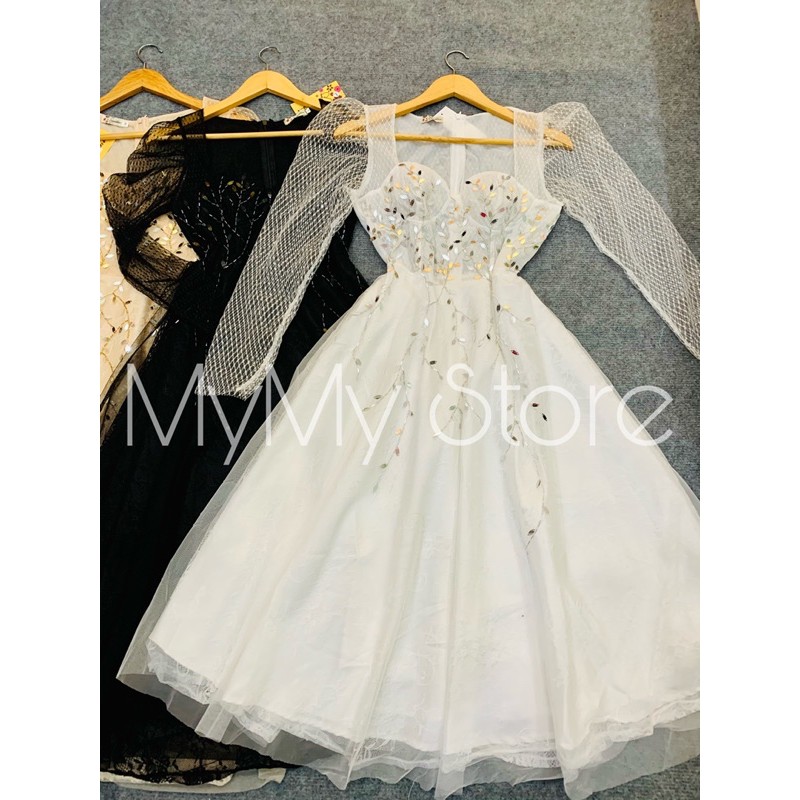 Đầm dự tiệc công chúa tay dài ren mi kết cườm TRIPBLE T DRESS - size M/L (kèm ảnh/video thật ) MS283V