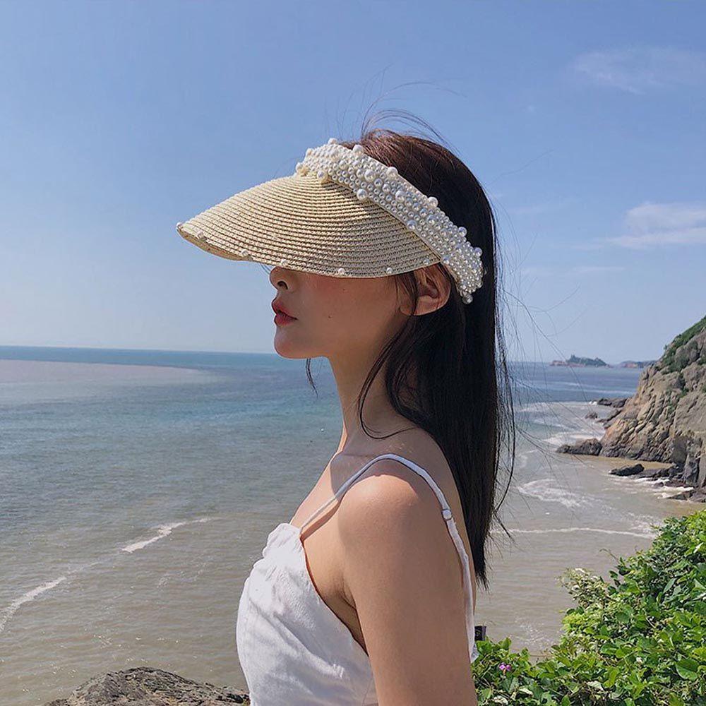Mũ Chống Nắng Tia UV Đính Ngọc Trai Phong Cách Thể Thao Thời Trang Mùa Hè Cho Nữ
