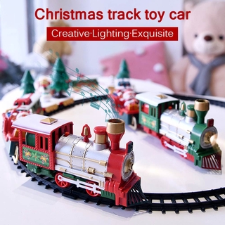HOT SALE Christmas Electric Rail Car Train Toy Children‘s Electric Toy Railway Train Set Racing Road Transportation Building Toys
