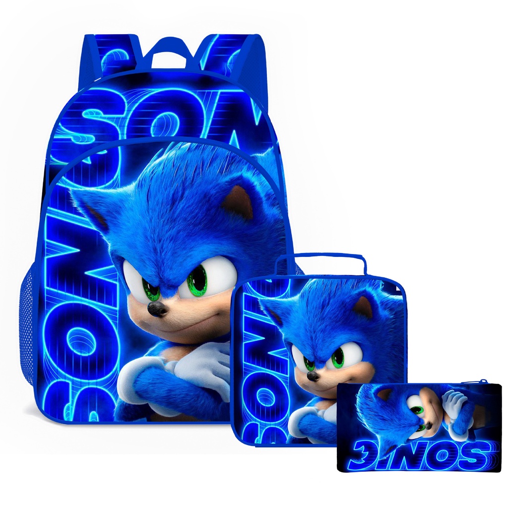 Set Ba Lô Túi Ví Đi Học In Hình SONIC