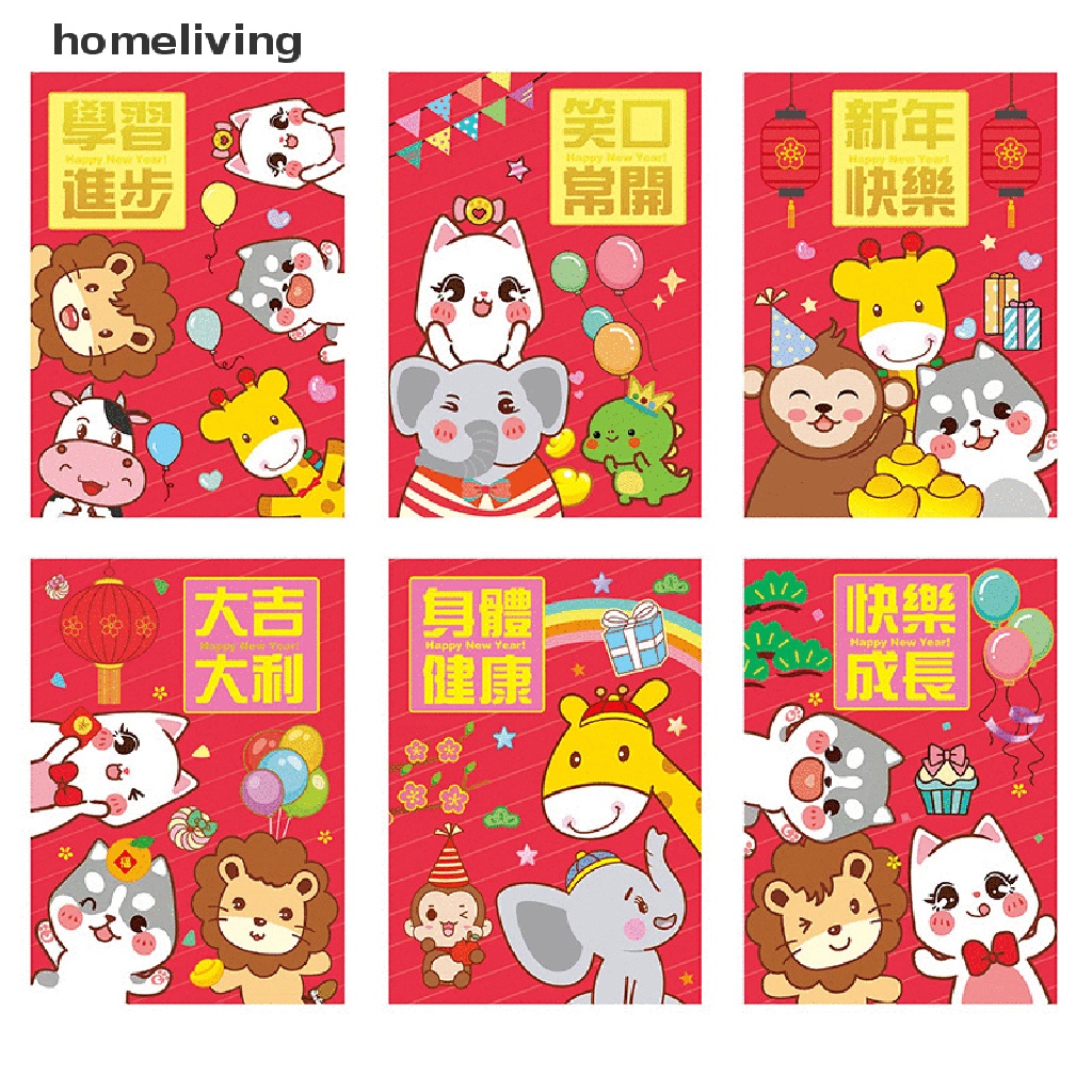 Bộ 6 Bao Lì Xì Năm Mới 2022 Họa Tiết Hoạt Hình Xinh Xắn