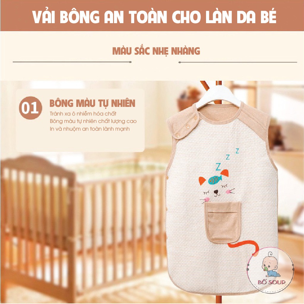 Túi ngủ hở chân cho bé chất liệu sợi tre Shop Bố Soup