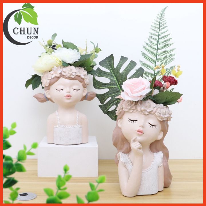 Hoa giả, bình hoa cô gái mộng mơ cắm sẵn hoa cao 36-42cm tùy mẫu hoa trang trí nhà cửa, cửa hàng, văn phòng, làm quàtặng
