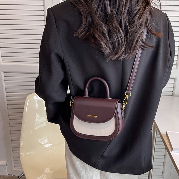 Túi yên ngựa IELGY cỡ nhỏ màu sắc tương phản chất lượng cao retro dành cho nữ