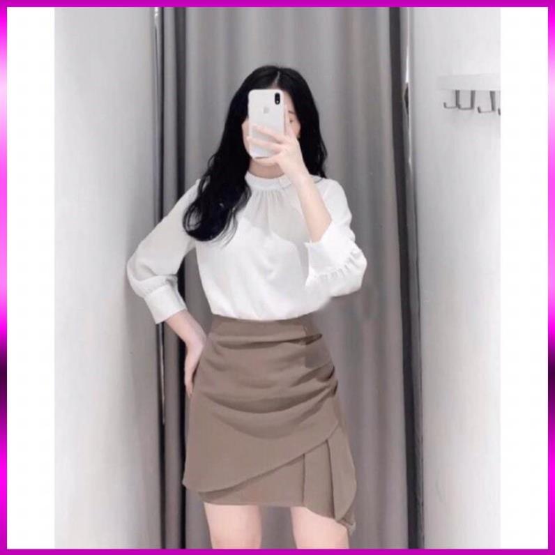 [Xả Kho 3 Ngày] CHÂN VÁY XẾP LY VẠT CHÉO 2 LỚP CAO CẤP COTTON LẠNH CỰC SANG TRỌNG - CHÂN VÁY XẾP PLY XUẤT KHẨU