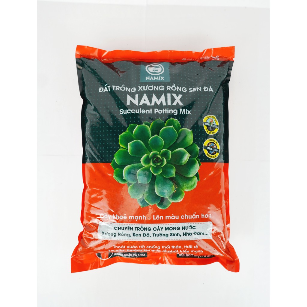 Đất trồng Sen đá Namix (Succulents Potting Mix) - Chuyên trồng cây mọng nước như Xương rồng, sen đá, nha đam...