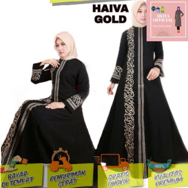 Bàn Tính Abaya Màu Đen Thêu Chữ Haiva Saudi Phong Cách I / Abaya Ả Rập