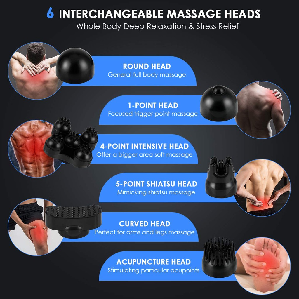 Máy Massage Cầm Tay HAKAIO Đa Năng Cao Cấp Mát Xa Chuyên Sâu Cho Cổ, Vai Gáy, Bụng, Lưng, Cánh tay