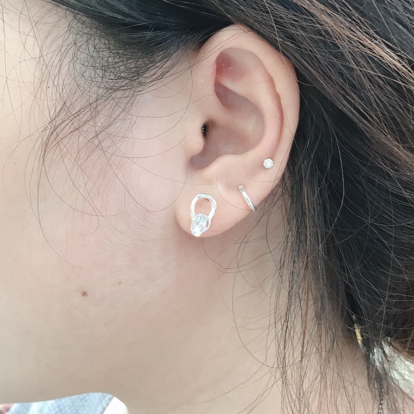 Khuyên Tai Nữ Bạc Ta CaoBac Silver Nụ Bạc Đơn Giản Sang Chảnh Hình Ổ Đá Giọt Nước Dịu Dàng Hợp Làm Quà Tặng Lịch Sự