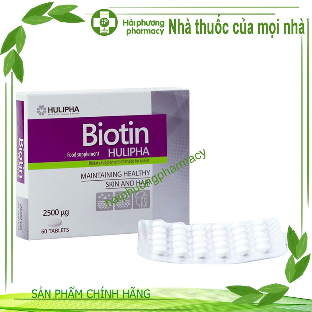Viên uống BIOTIN Hulipha ( BA LAN) Hộp 60 viên - cho tóc khỏe, da đẹp