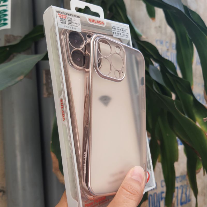 ốp sulada nhám viền màu Hồng cho iphone 13 pro , 13 pro max bảo vệ máy