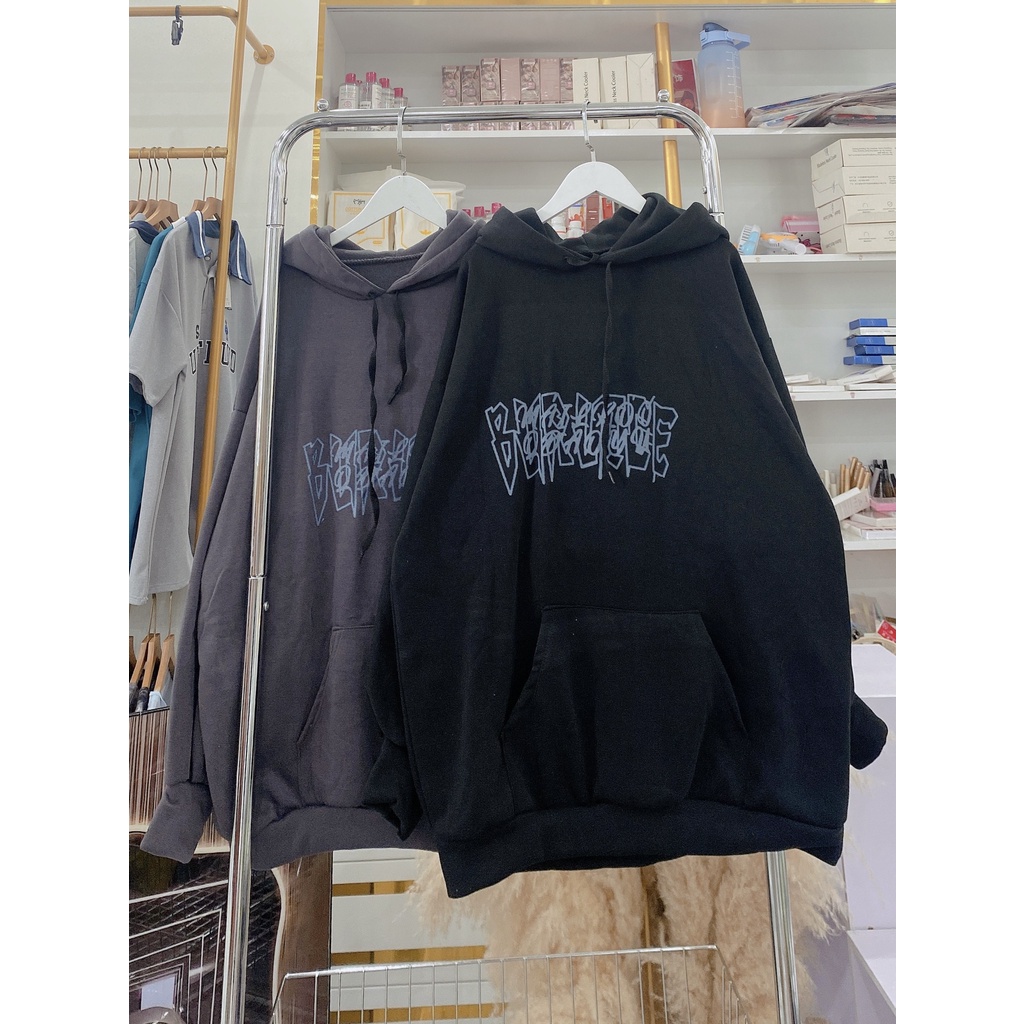 Hoodie Hoa Hồng Tay Bồng Dáng Rộng Mũ To Nam Nữ Unisex Basic Form To Hot Trned