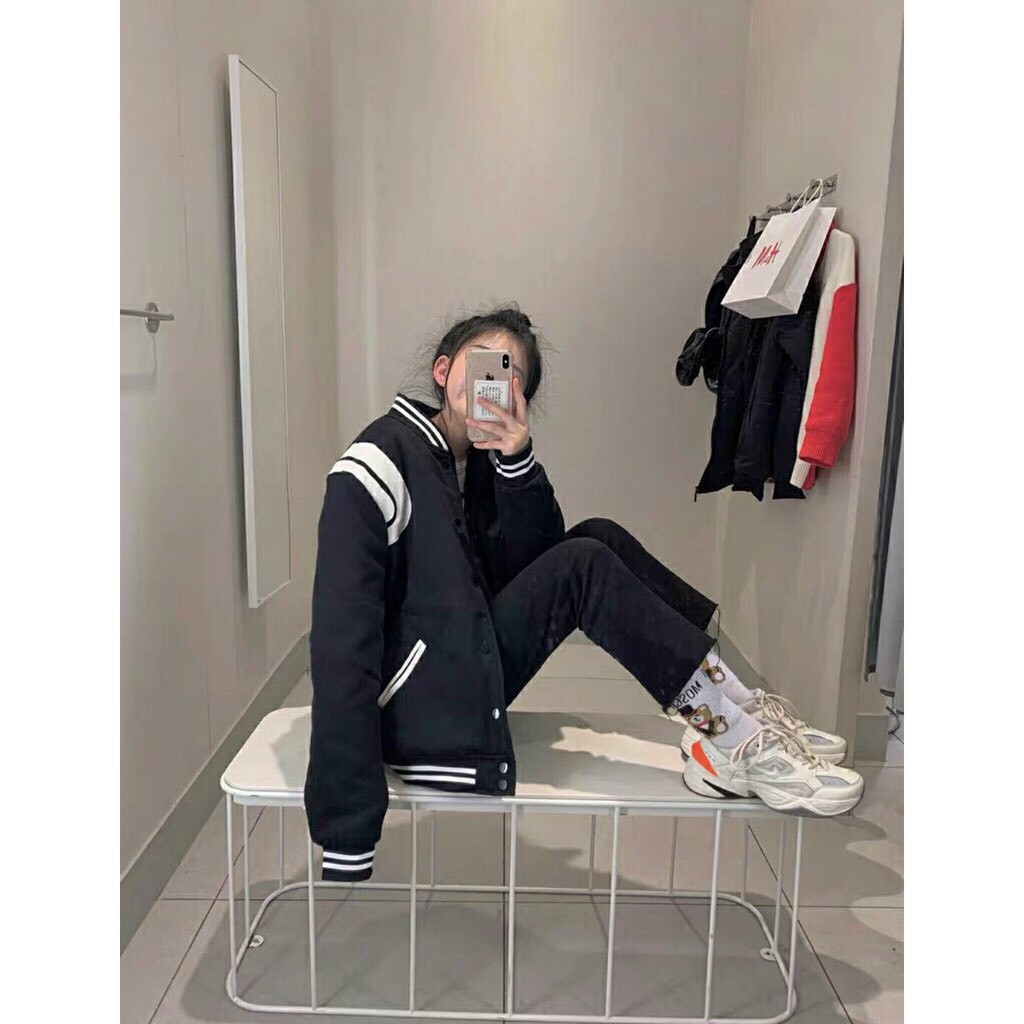 Áo khoác bomber Teddy unisex jakcet nỉ viền đẹp kiểu Hàn Quốc | BigBuy360 - bigbuy360.vn