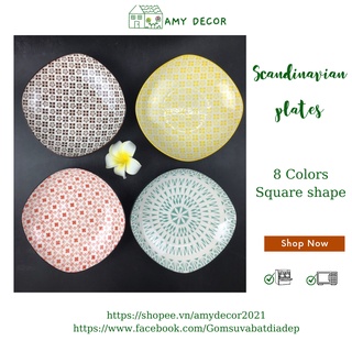 Đĩa sứ vuông phong cách Scandinavian hiện đại độc đáo